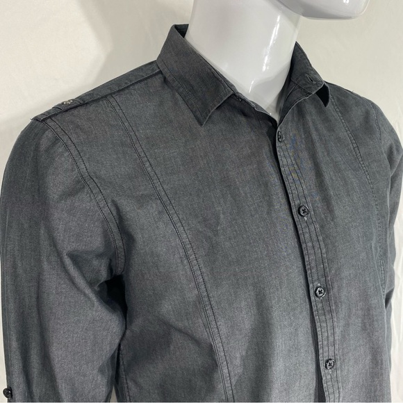 INC International Concepts Gray Shoulder Strap Button Down - Picture 2 of 7